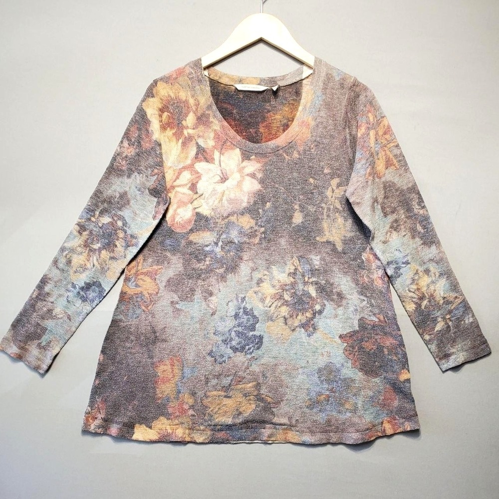 Soft Surroundings Artesia Tunic Sweater Top Womens PM Floral Lightweight Boho